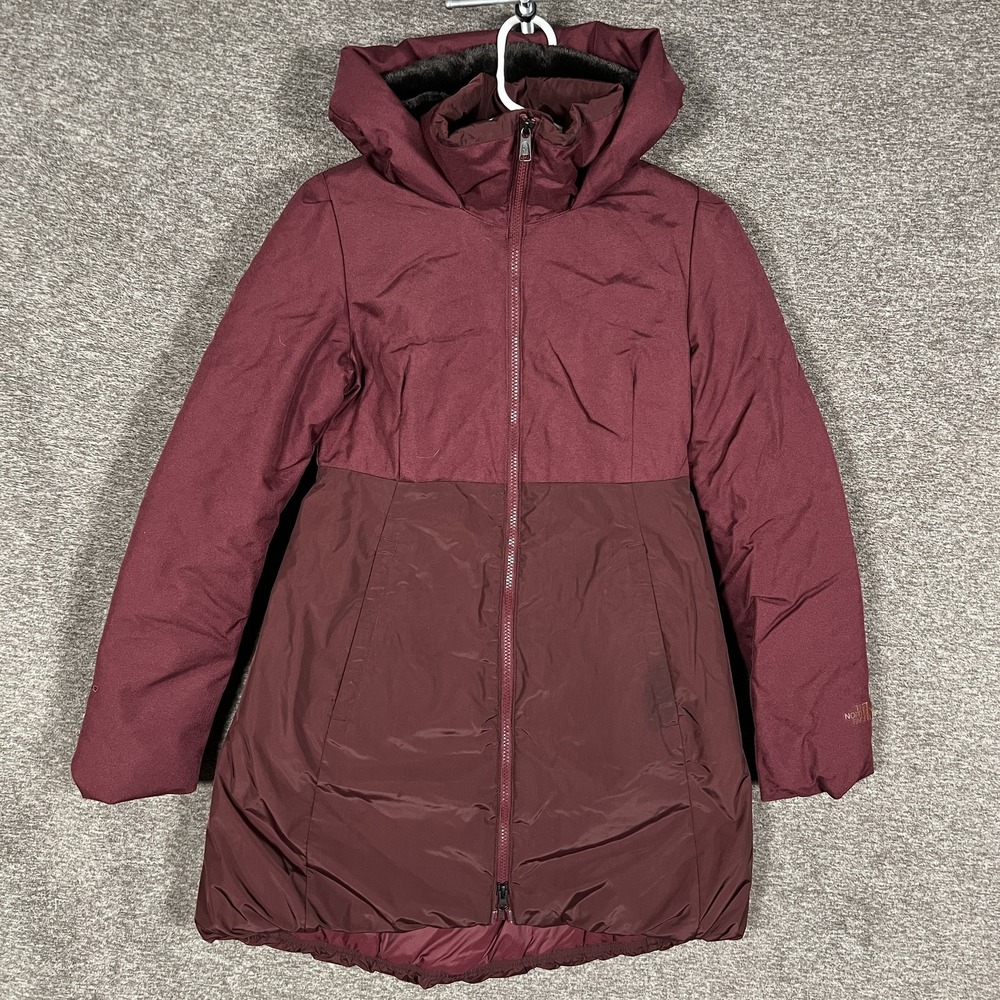 The North Faceβ Down Parka Coat Womens XS Red Hooded 550 Puffer Full Zip Warm